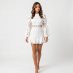 Loovay Mini Jurk, Kant Met Pofmouwen