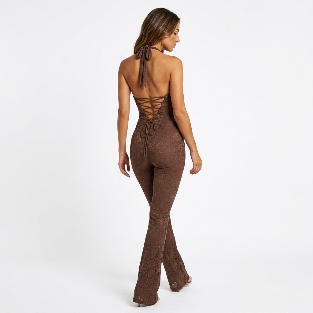 Loovay Sienna Lace Jumpsuit, open rug design