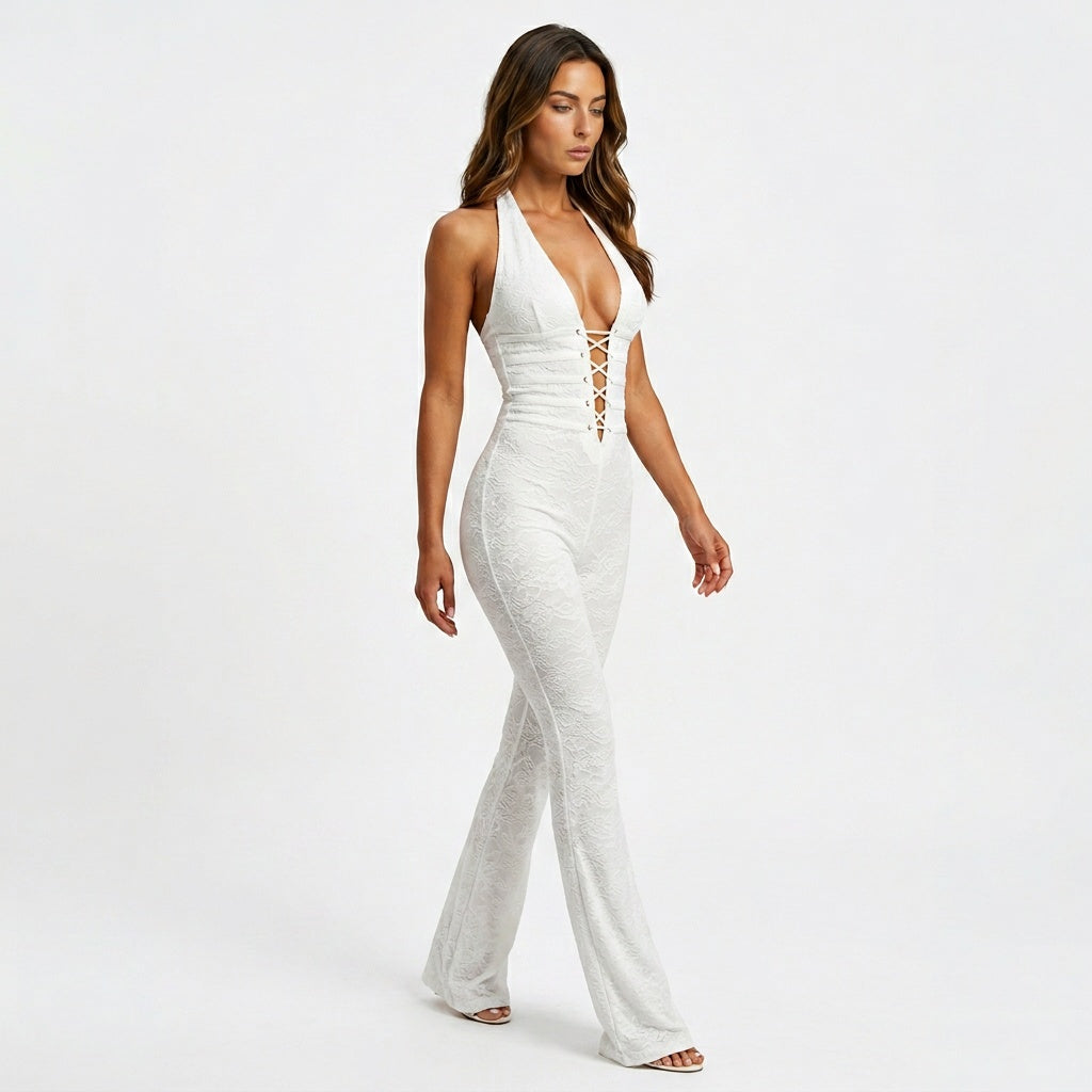 Loovay Sienna Lace Jumpsuit, open rug design