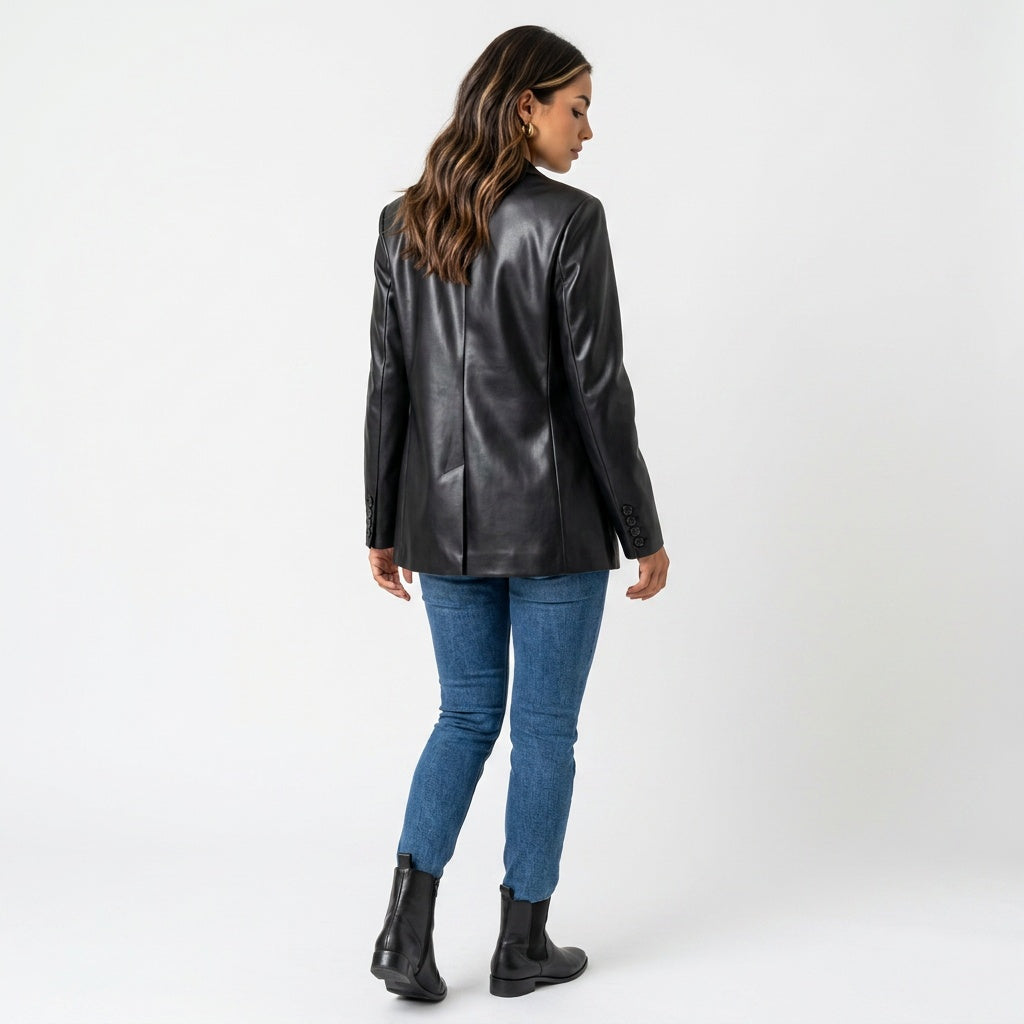 Loovay Edge, Dames Blazer met Leren Look