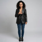 Loovay Edge, Dames Blazer met Leren Look