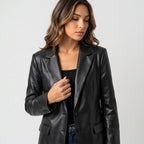 Loovay Edge, Dames Blazer met Leren Look