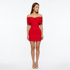 Loovay Mini Jurk, Off Shoulder Met Strikdetail