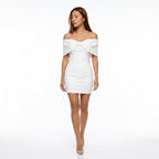 Loovay Mini Jurk, Off Shoulder Met Strikdetail