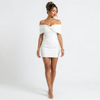 Loovay Mini Jurk, Off Shoulder Met Strikdetail