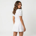 Loovay Mini Jurk, Puffmouwen Met Knoopsluiting