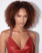 Loovay Metallisse Chainmail Mini-jurk met Watervalhals