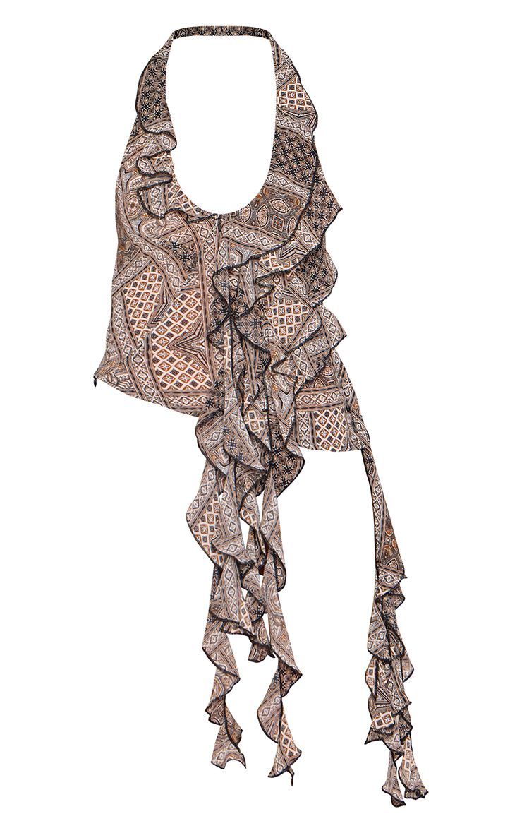 Loovay Paiséra Top, Chiffon Haltertop met Ruches