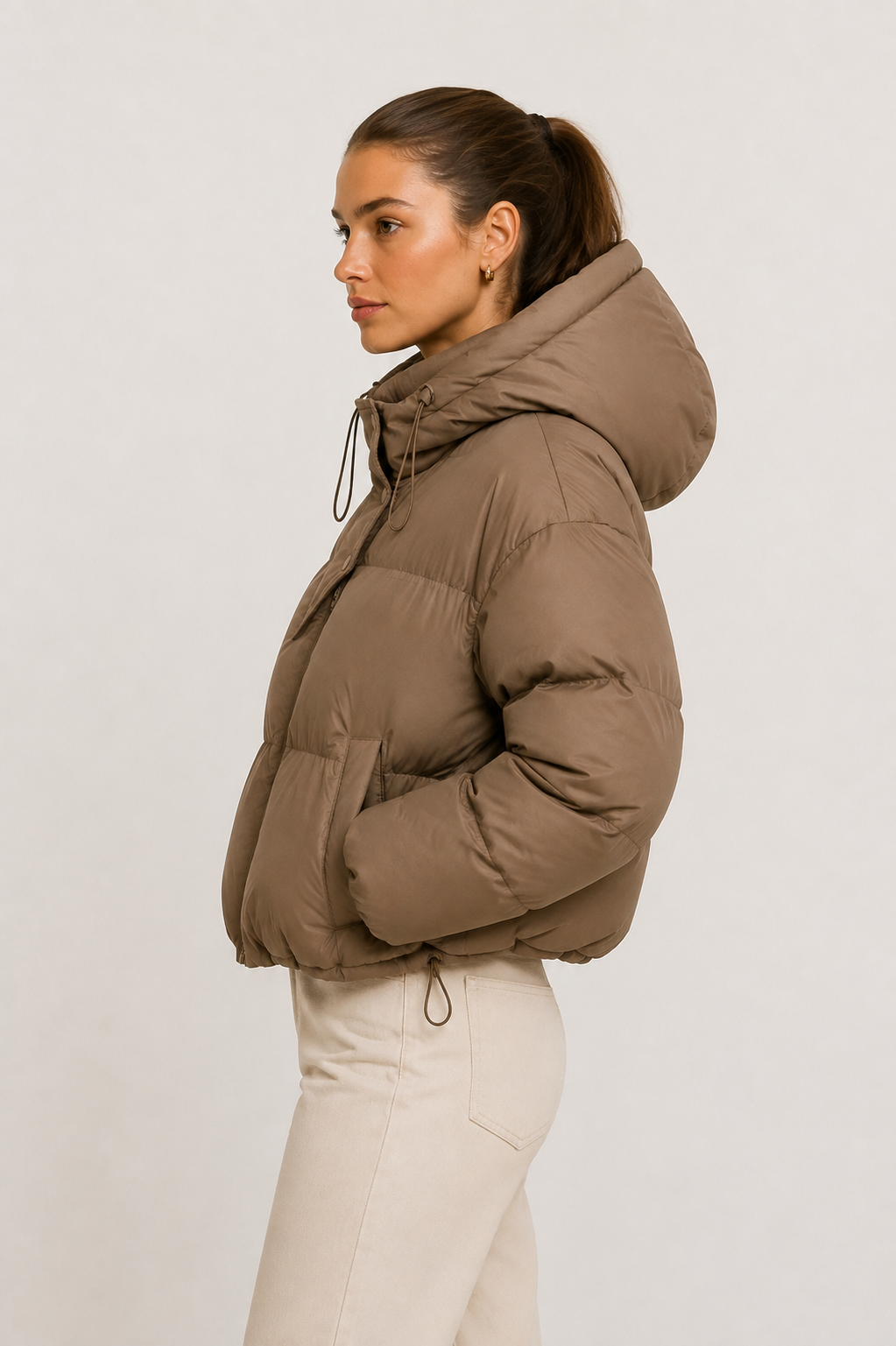 Loovay Talina Korte Puffer Jas met Capuchon