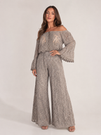 Loovay Norevane Kanten Off Shoulder Feestjumpsuit