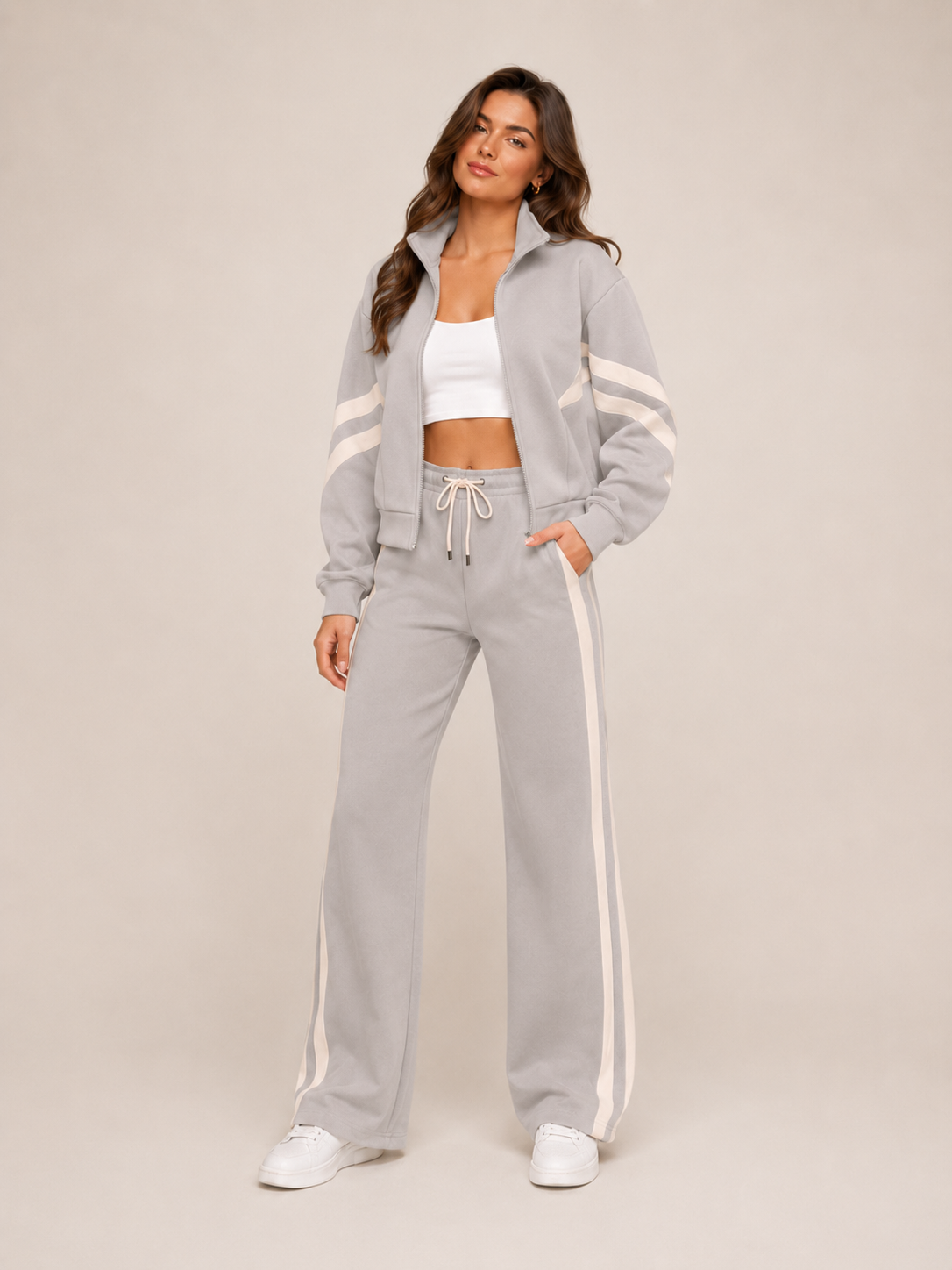 Loovay Zolenne Trainingsset, Ritsvest en Wide Leg Broek