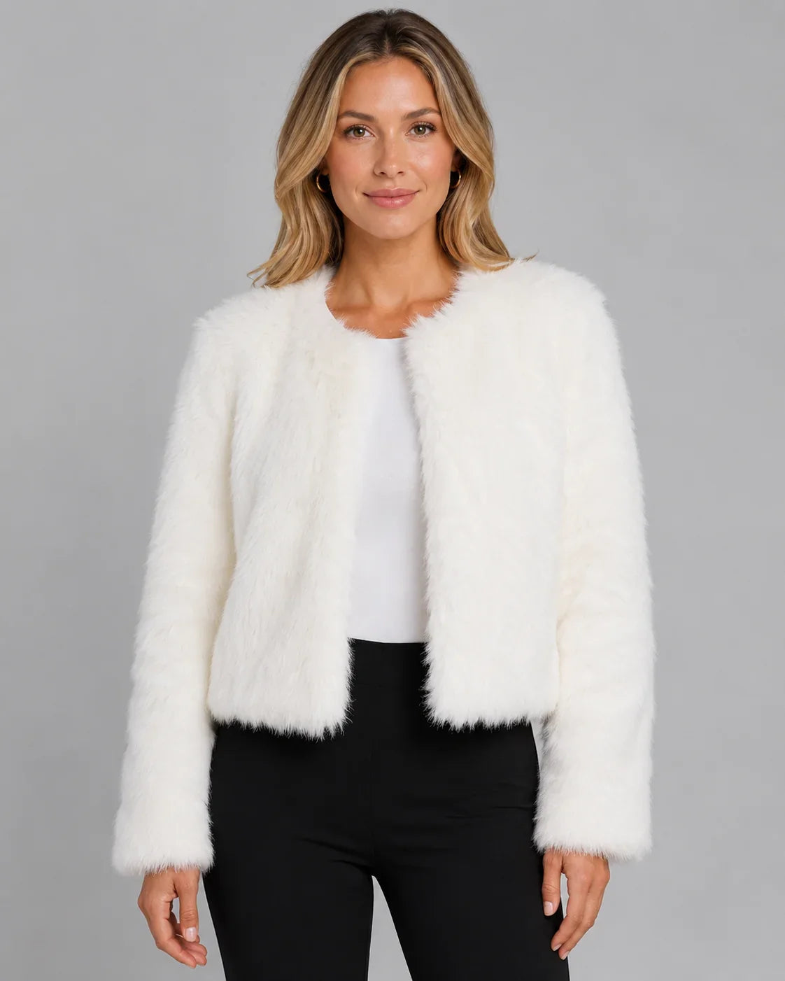 Loovay Aveline Cropped Jas van Imitatiebont
