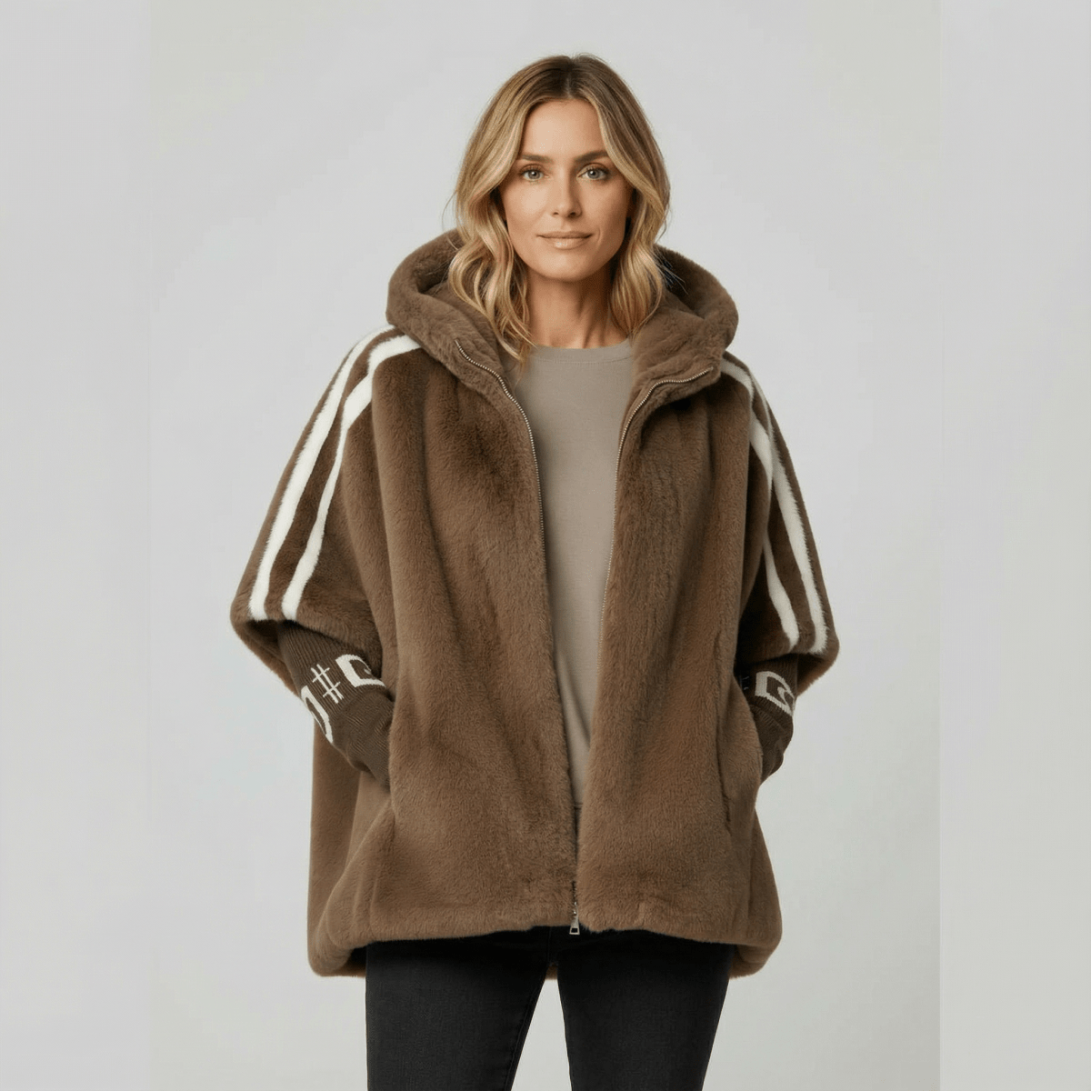 Loovay Cadora Faux Fur Jas met Capuchon