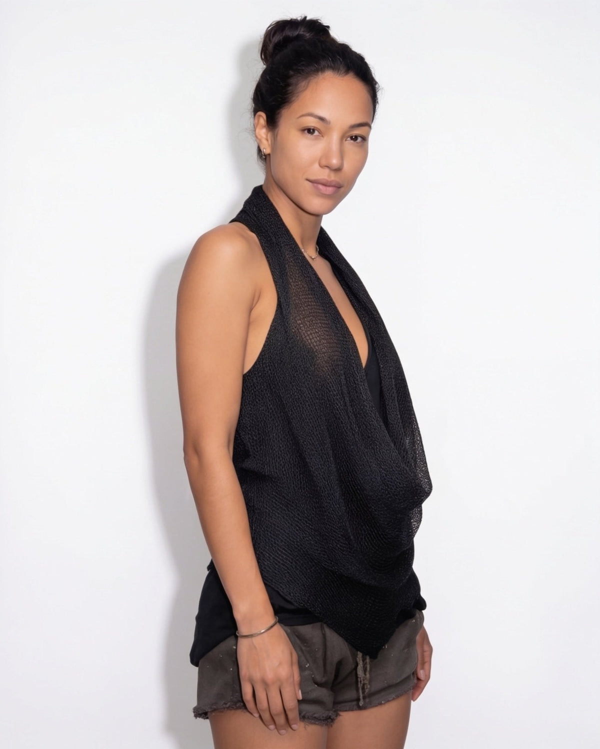 Loovay Drapeva Top, Open Gebreide Haltertop