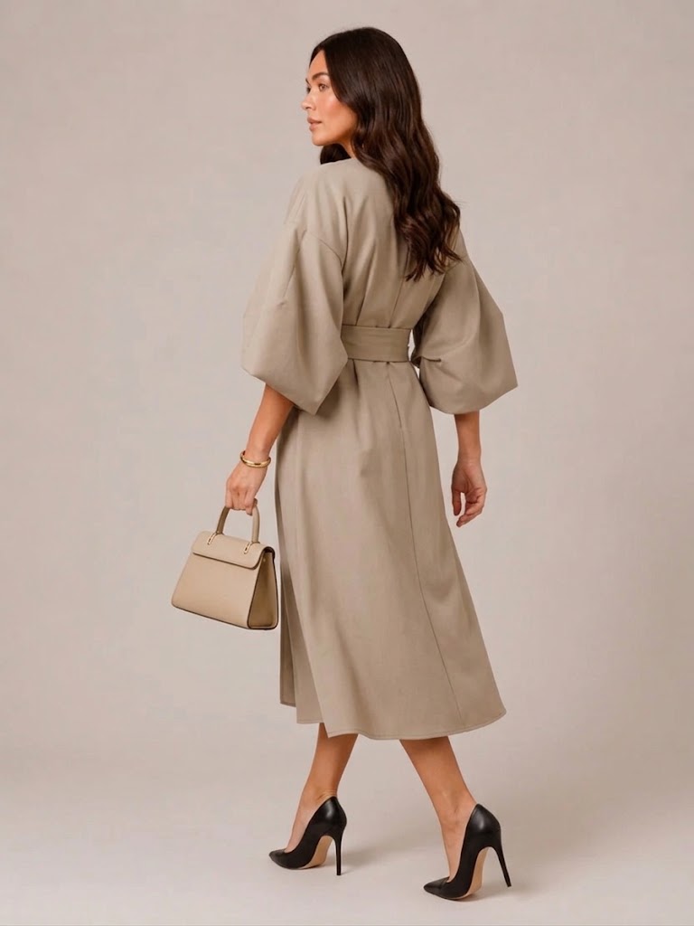 Loovay Evelisse Midi Jurk met Tailleband