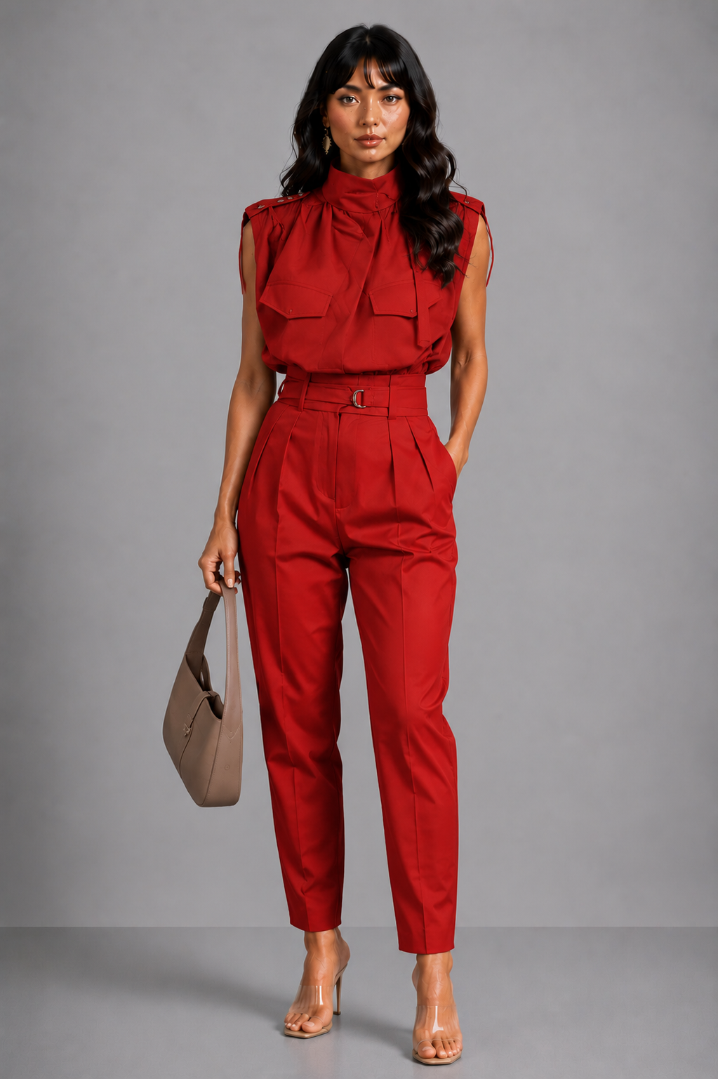 Loovay Kireva Utility Jumpsuit met Ceintuur