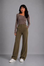 Loovay Norevine Pantalon met Hoge Taille