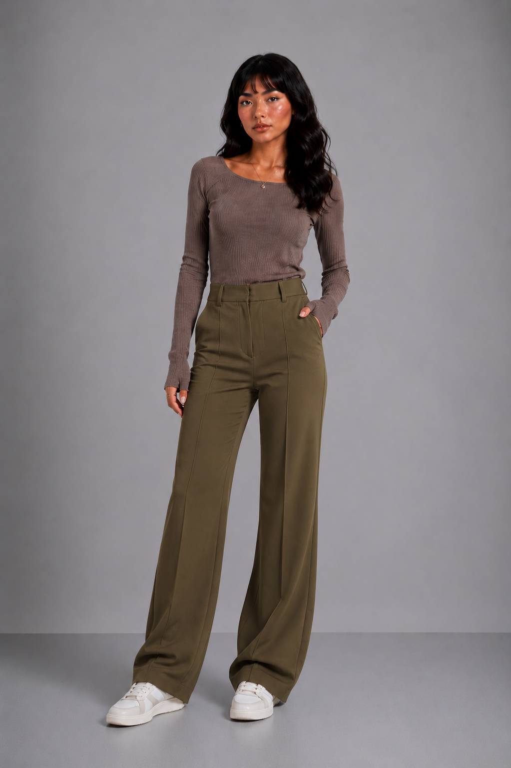 Loovay Norevine Pantalon met Hoge Taille