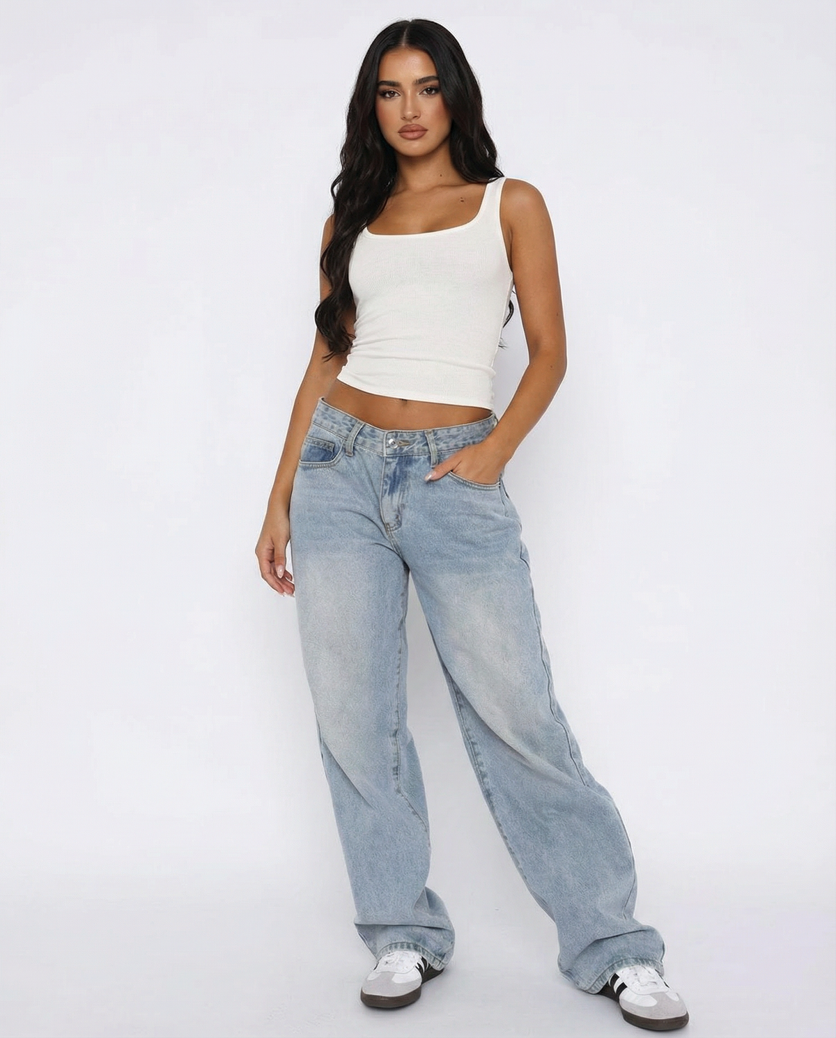 Loovay Fluvelle Wide Leg Jeans
