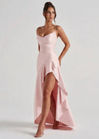 Loovay Melunée Maxi Jurk met Drapering en Split