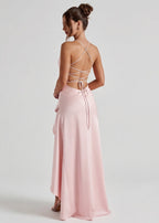 Loovay Melunée Maxi Jurk met Drapering en Split