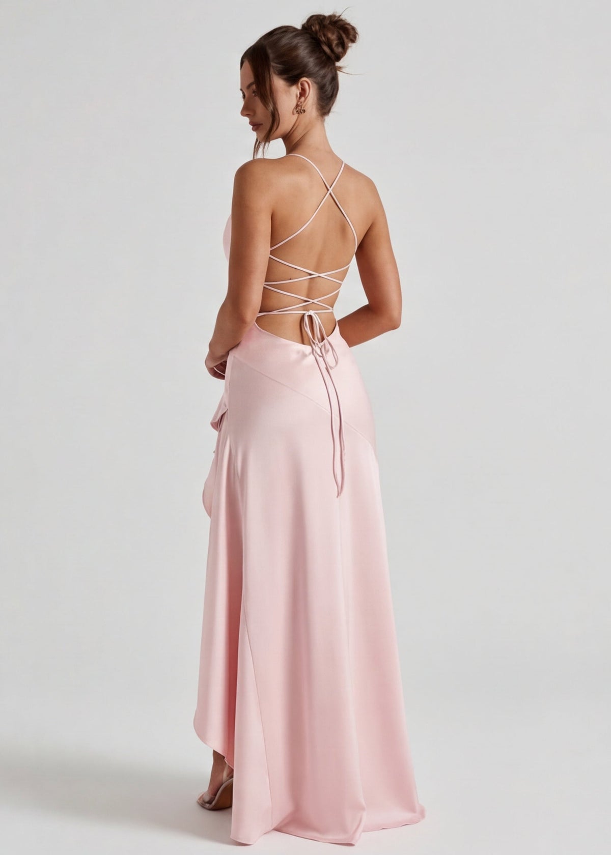 Loovay Melunée Maxi Jurk met Drapering en Split