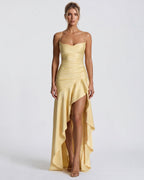 Loovay Melunée Maxi Jurk met Drapering en Split