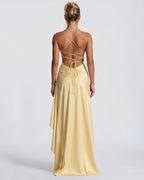 Loovay Melunée Maxi Jurk met Drapering en Split