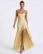 Loovay Melunée Maxi Jurk met Drapering en Split