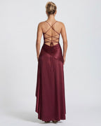 Loovay Melunée Maxi Jurk met Drapering en Split