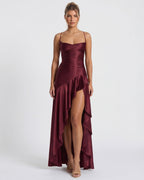 Loovay Melunée Maxi Jurk met Drapering en Split