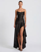 Loovay Melunée Maxi Jurk met Drapering en Split