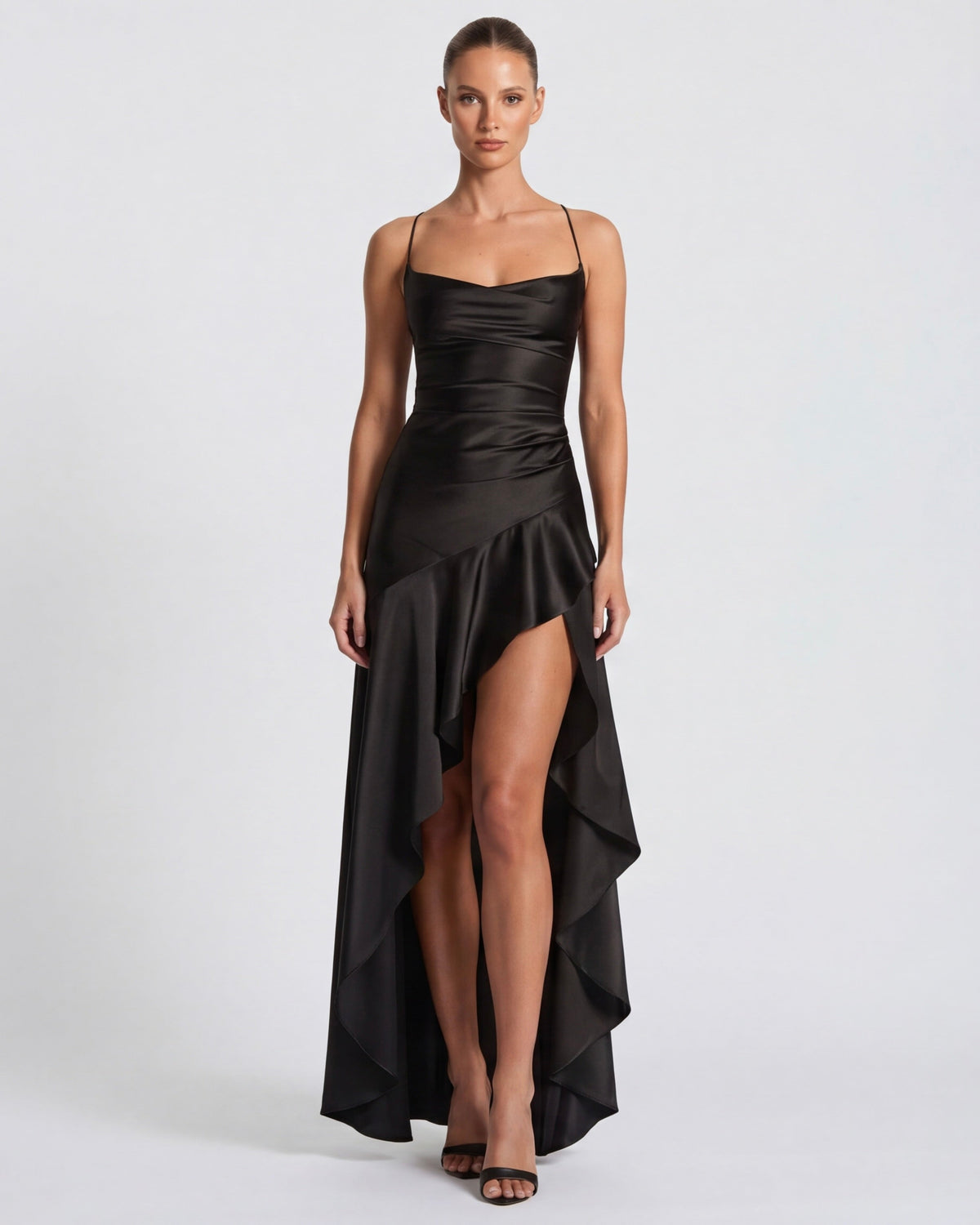 Loovay Melunée Maxi Jurk met Drapering en Split