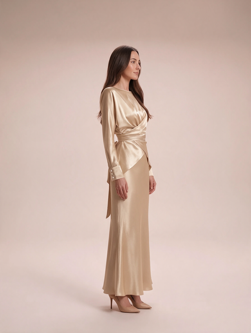 Loovay Sarivelle Satijnen Feestset met Fishtail Rok