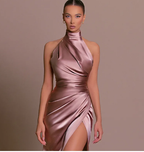 Loovay Lysandra Satijnen Halter Maxi Jurk