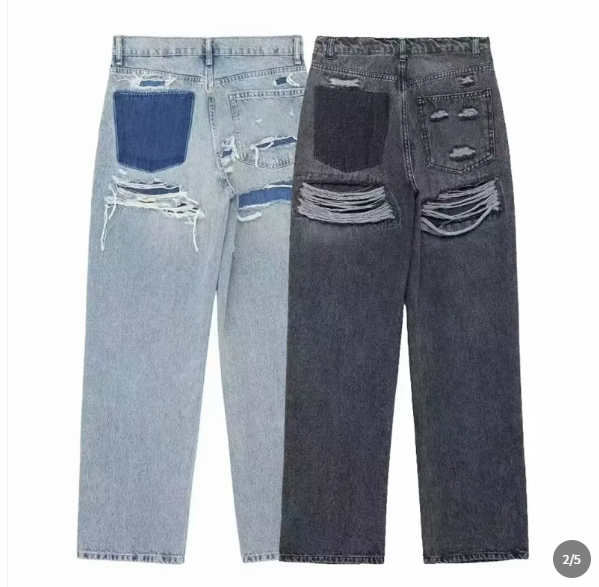 Loovay Denvira Vintage Ripped Jeans, Loose Fit