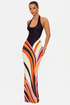 Loovay Isovelle Maxi Jurk met Grafisch Patroon