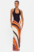 Loovay Isovelle Maxi Jurk met Grafisch Patroon