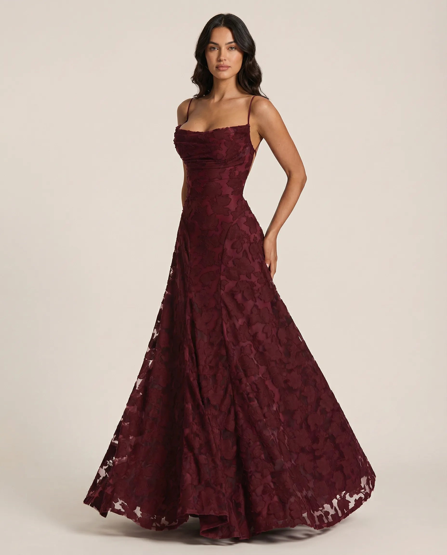 Loovay Floravelle, Kanten Maxi Jurk met Bloemen