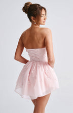 Loovay Fiorenna Strapless Mini Jurk met Bloemenapplicaties