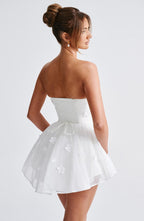Loovay Fiorenna Strapless Mini Jurk met Bloemenapplicaties