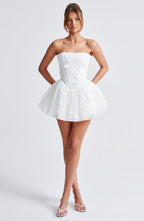 Loovay Fiorenna Strapless Mini Jurk met Bloemenapplicaties