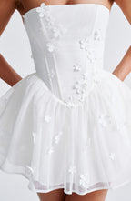 Loovay Fiorenna Strapless Mini Jurk met Bloemenapplicaties