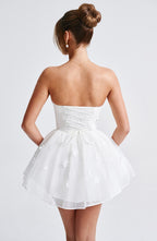 Loovay Fiorenna Strapless Mini Jurk met Bloemenapplicaties