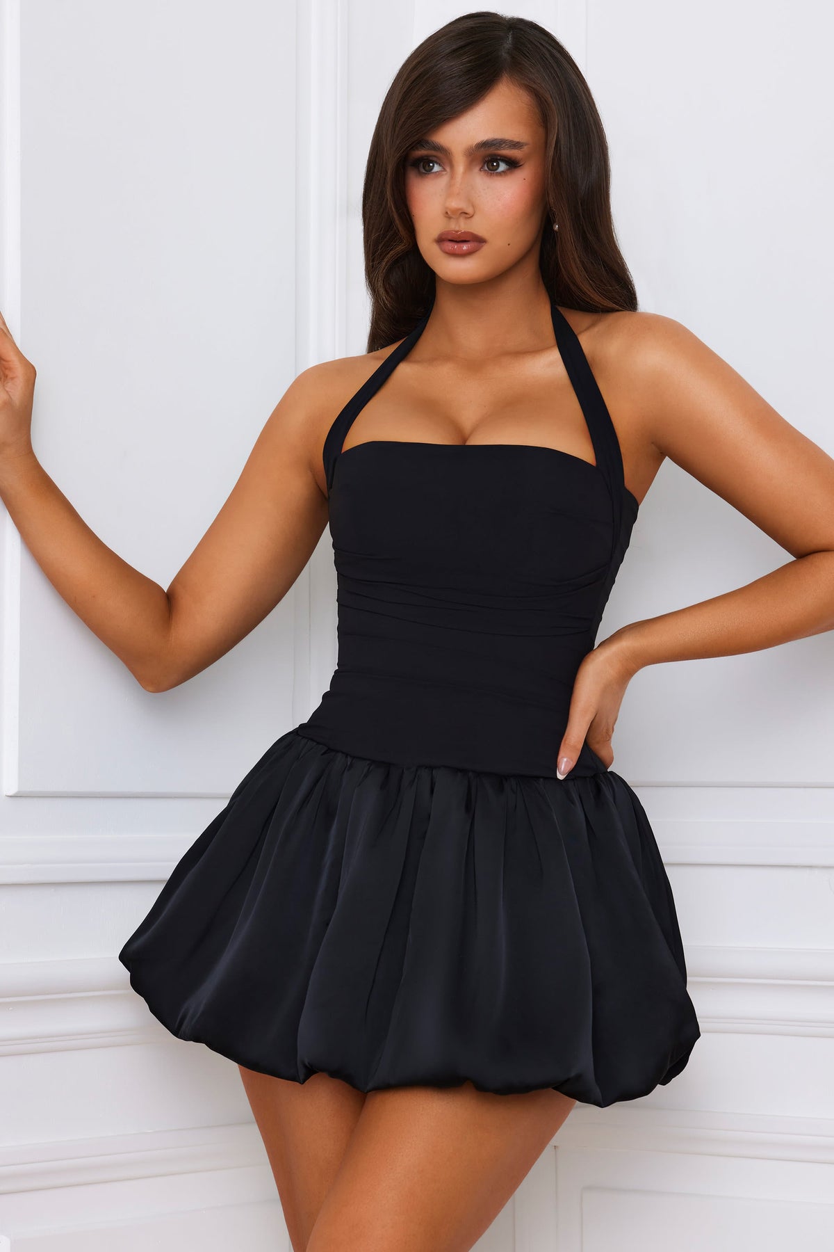 Loovay Ludmila Halter Mini Jurk met Ballonzoom