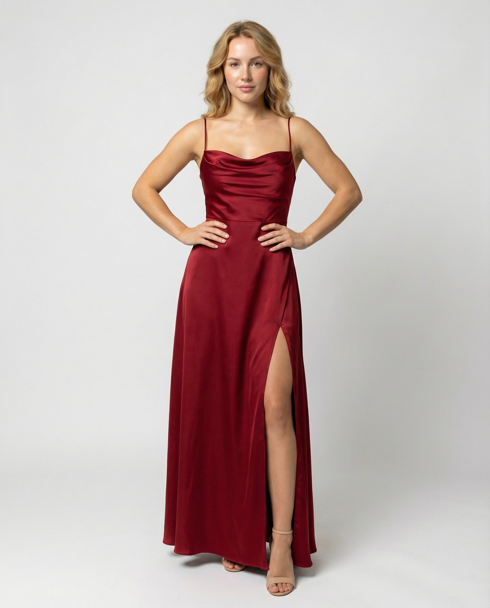 Loovay Amarante, Glanzende Maxi Jurk met Split