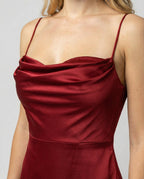 Loovay Amarante, Glanzende Maxi Jurk met Split