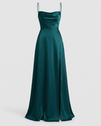 Loovay Amarante, Glanzende Maxi Jurk met Split