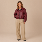 Loovay Melira Dames Bikerjack met Grote Kraag