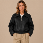 Loovay Melira Dames Bikerjack met Grote Kraag